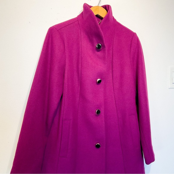 COPY - 09. NWOT KATE SPADE Regal Fuchsia Wool Stand Up Collar Peacoat - Picture 6 of 16